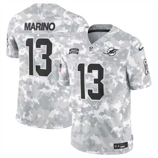 Men%27s Miami Dolphins #13 Dan Marino 2024 Arctic Camo Salute To Service Limited Stitched Jersey Dyin->miami dolphins->NFL Jersey